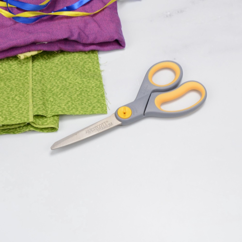 Westcott Titanium Bonded Adjustable Glide Scissors, 8", Grey & Yellow