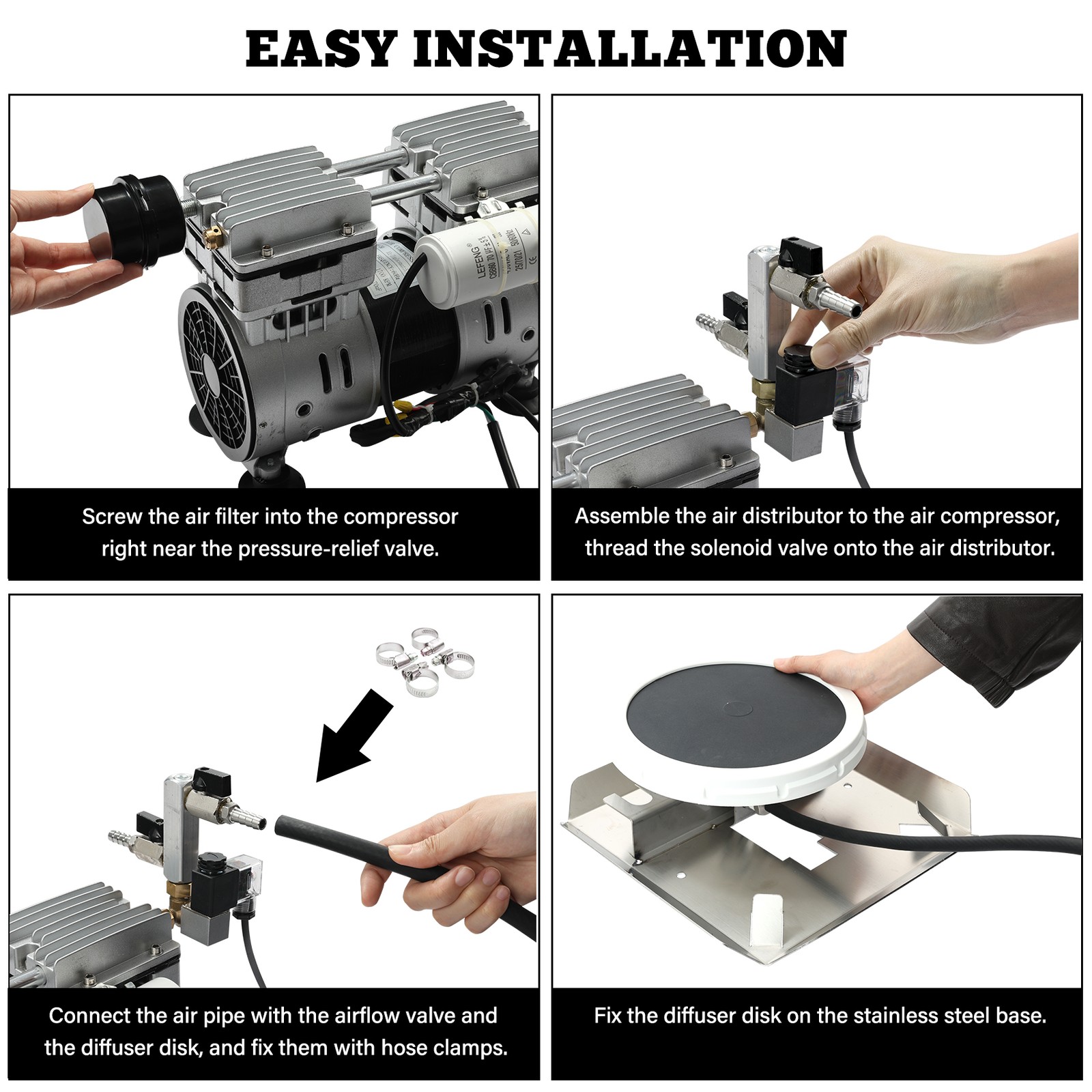 750W Pond Aerator Pond Lake Air Pump Kit with 2 Tubings & 2 Diffusers 5.35CFM