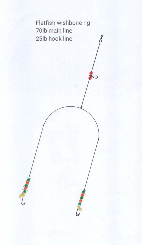 4 X No2 circle hook flatfish wishbone rigs