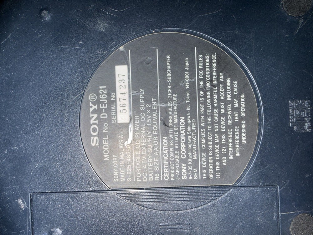 Sony Walkman / Discman Portable CD Player In Blue D-EJ625 Working