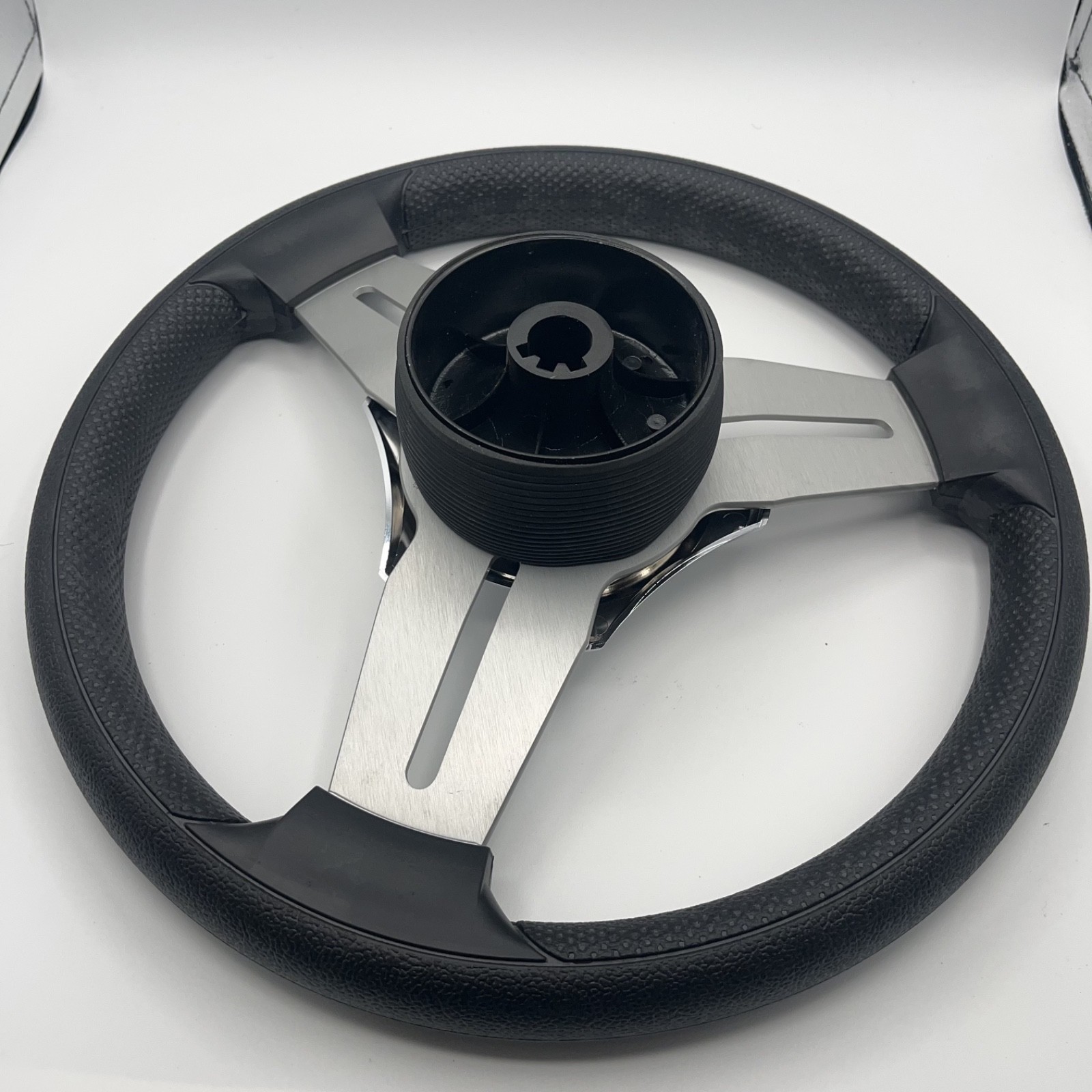 Model 15 Marine Steering Wheel Brushed Aluminum Spokes | Gussi Logo | KEY HUB