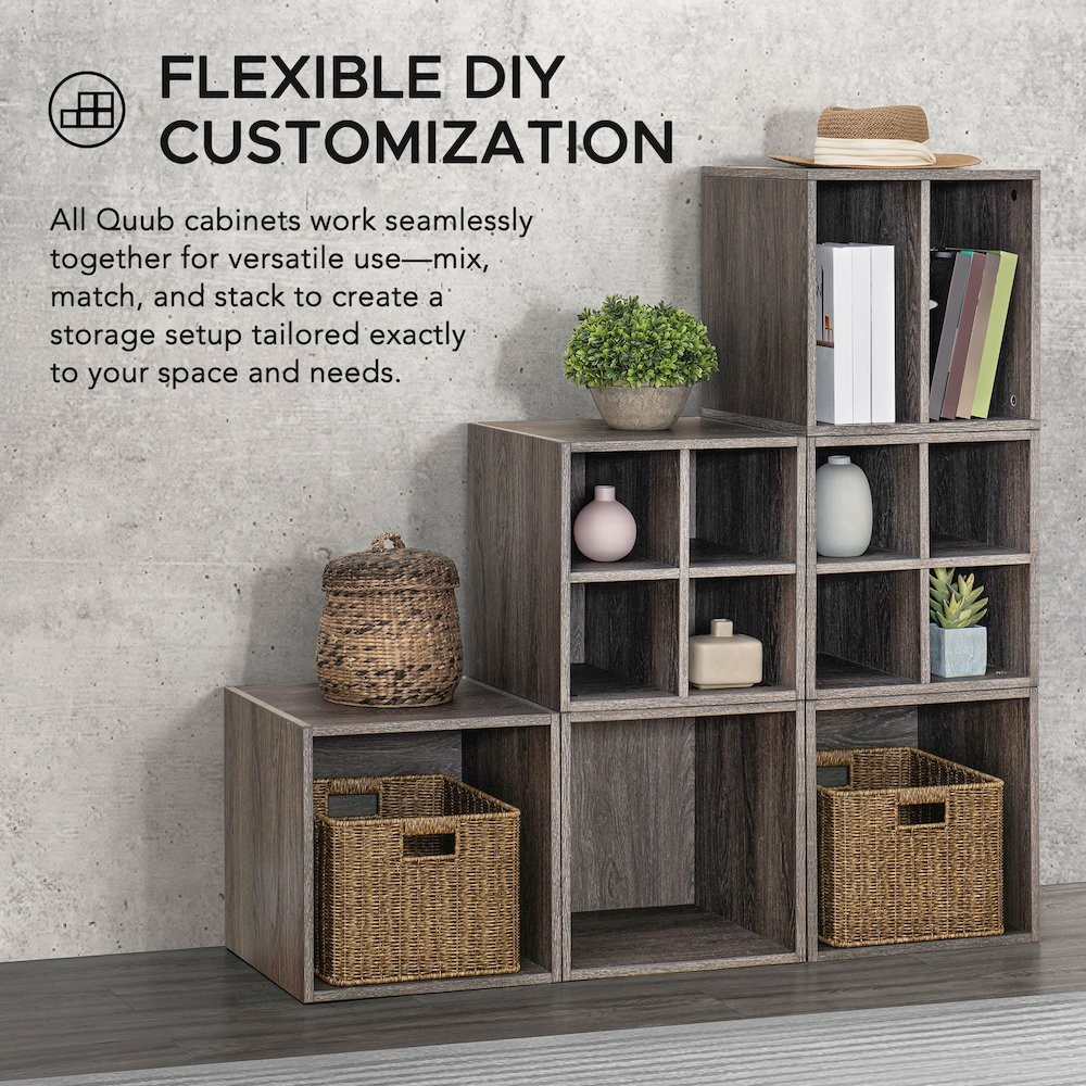 Quub Split Cabinet, Space Saving Stackable MDF Wood Cabinet for Living Room