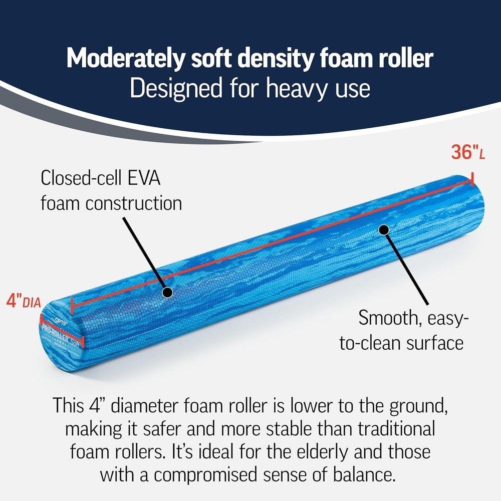 Soft Foam Roller for Physical Therapy - Blue 36" x 4"