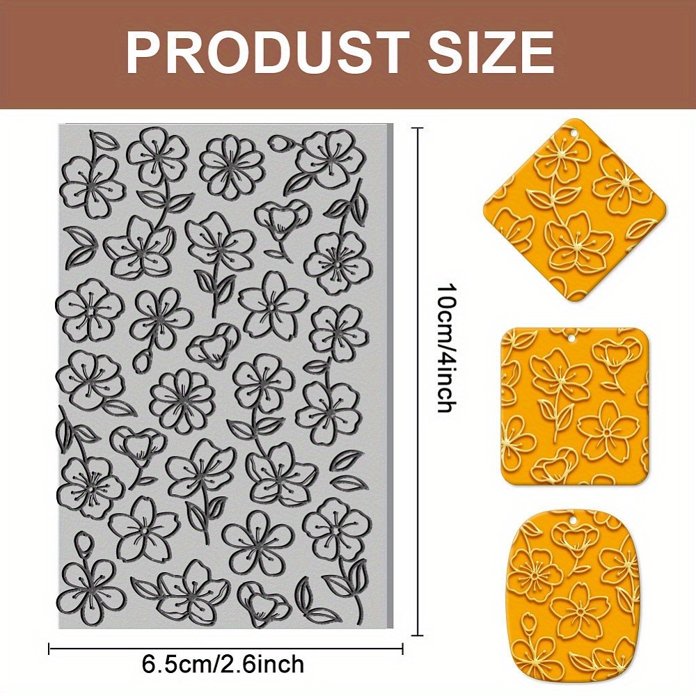 1pc Cherry Blossoms Clay Texture Mat Cherry Blossoms Clay Modeling Pattern Pad