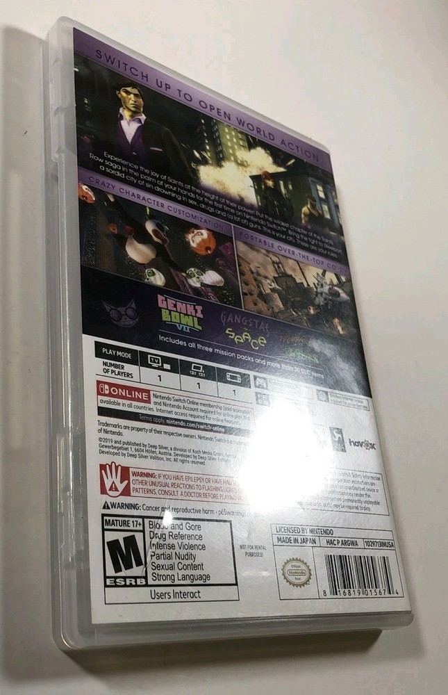 CASE ONLY NO GAME: Saints Row The Third The Full Package (Nintendo Switch) READ!