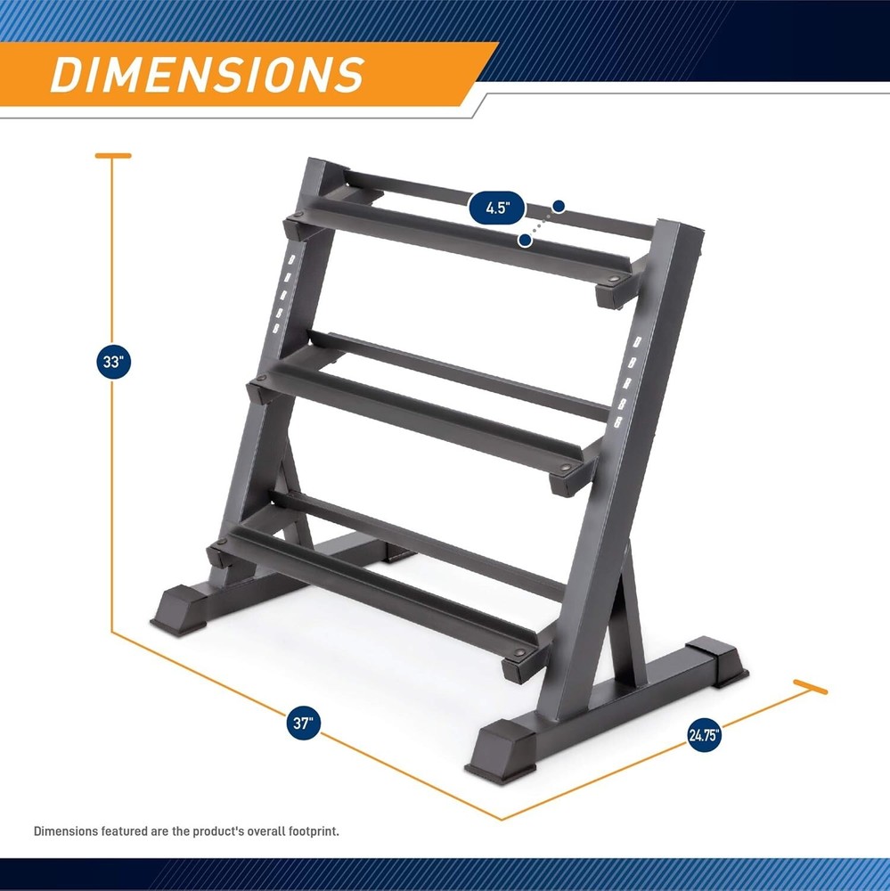 Heavy-Duty 3-Tier Dumbbell Rack for Efficient Weight Storage - Compact Design