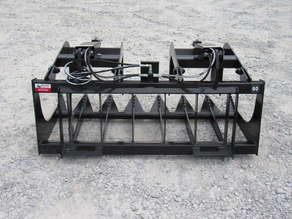 60" Root Grapple Bucket and 48" Long Pallet Forks Attachment Combo Quick Attach