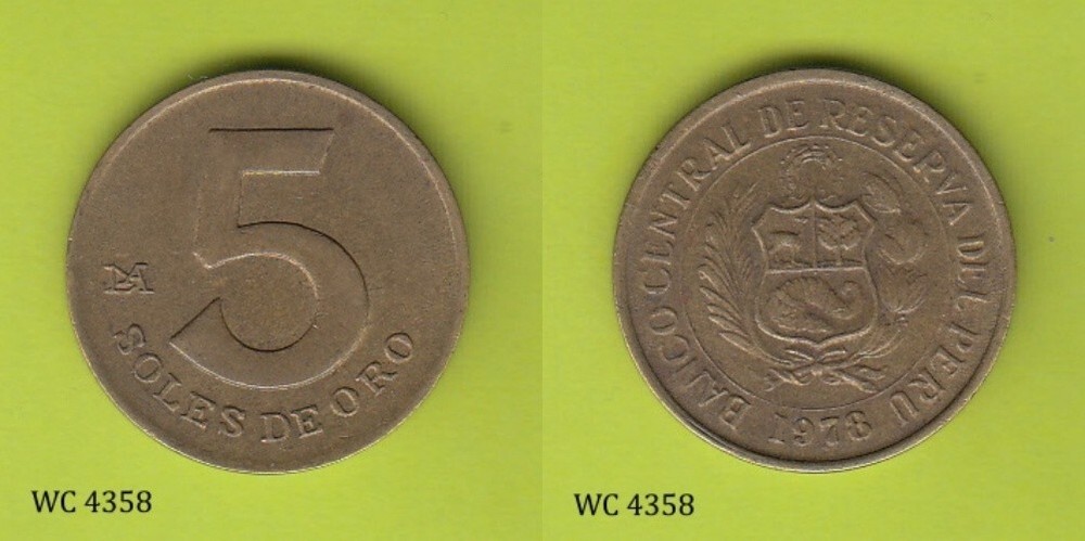 Peru 5 Soles de Oro 1978 Coin