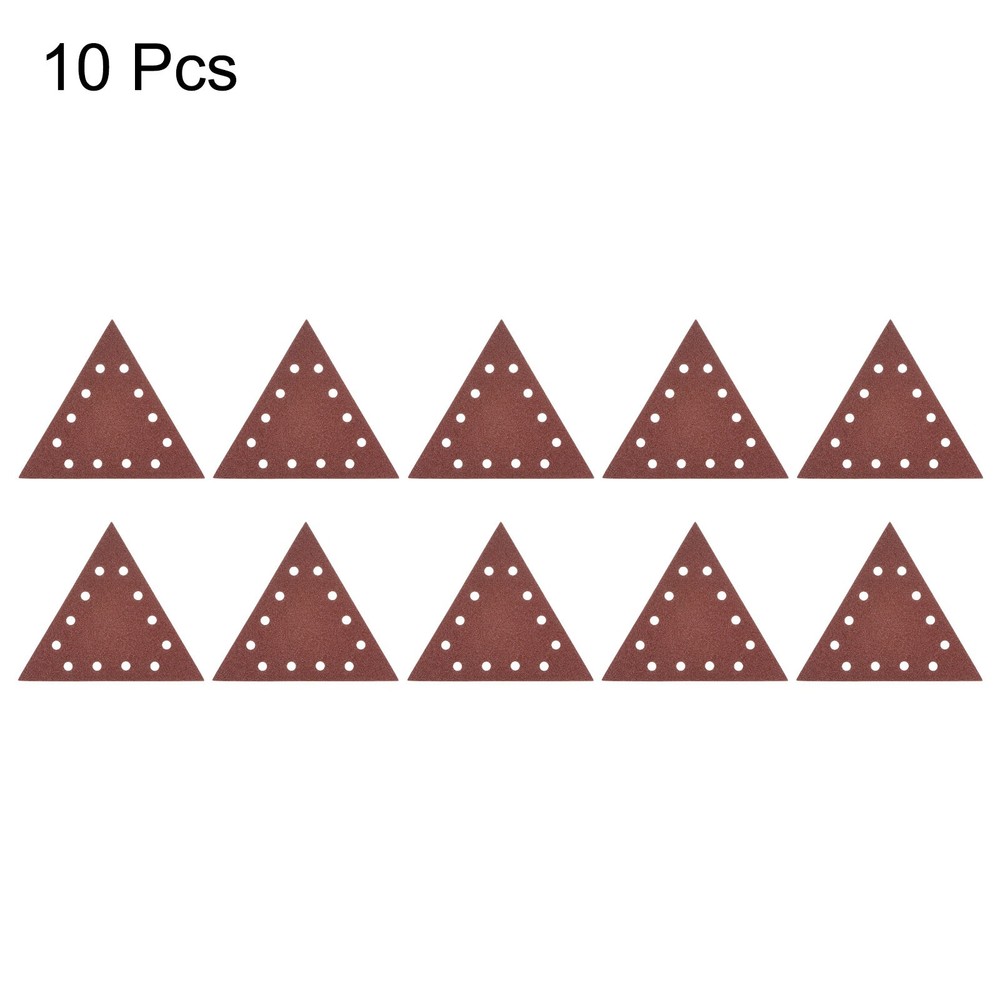 10pcs Sandpapers 40 Grit 12 Holes Hook & Loop Triangular Sanding Pad