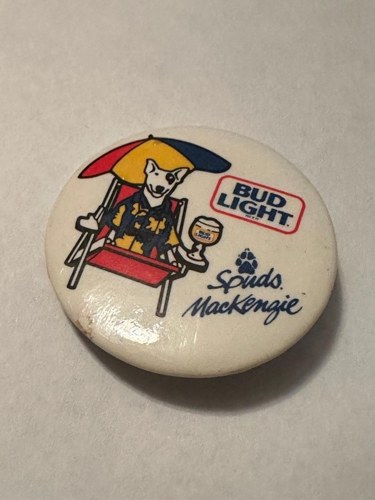 Vintage 1987 Bud Light "Spuds MacKenzie" Pinback Button