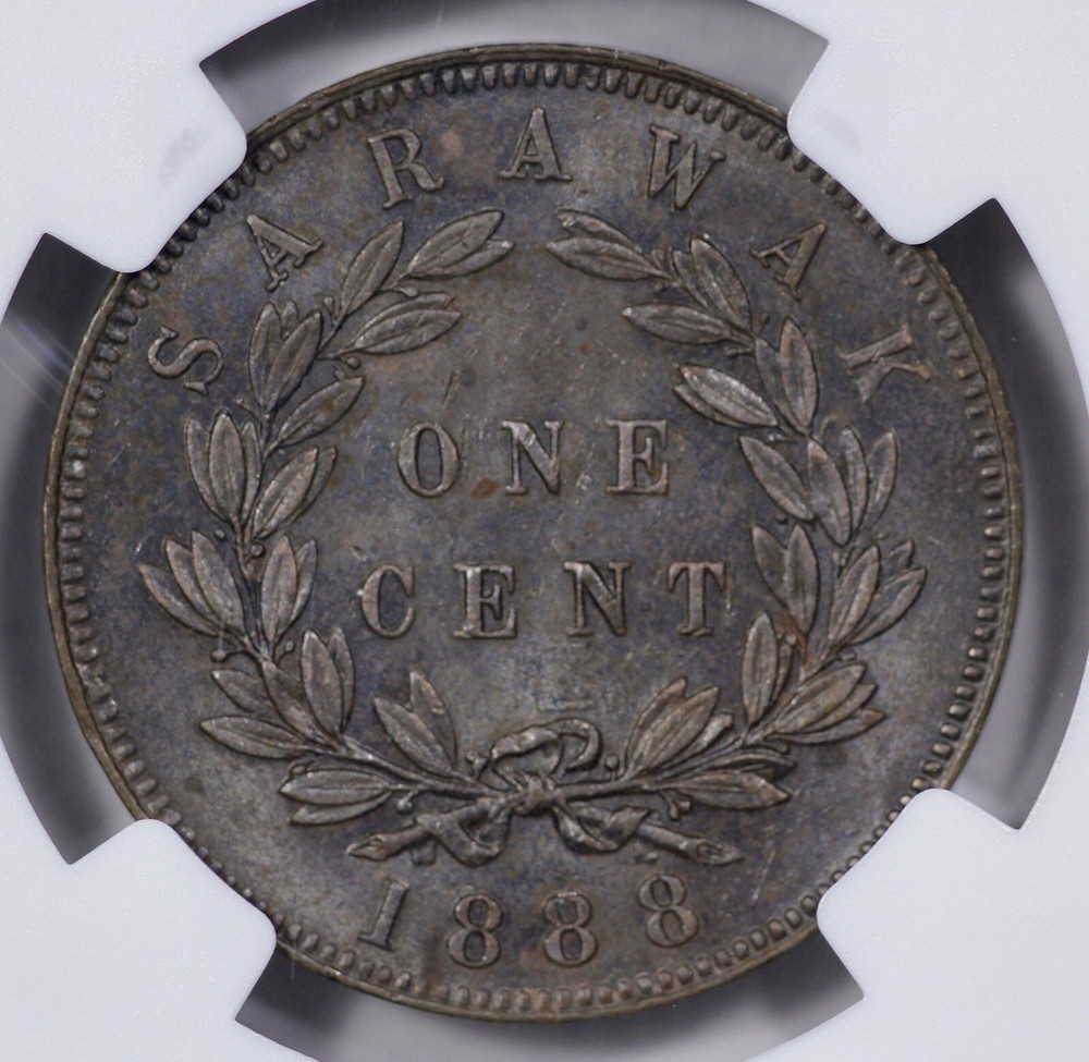 1888 Sarawak Cent NGC MS 61 BN