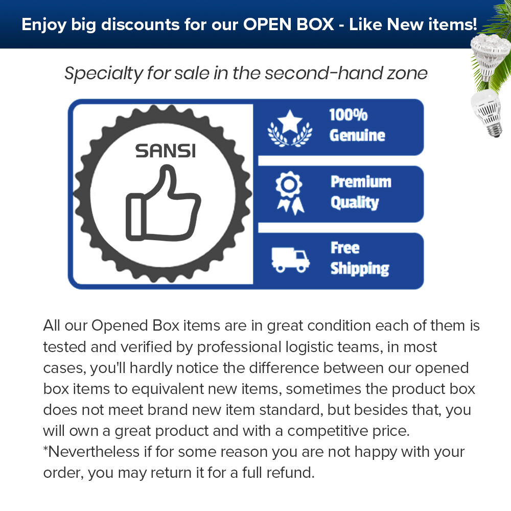 SANSI 10W LED Plant Grow Light Bulb Full Spectrum Veg indoor Plant E26 USED