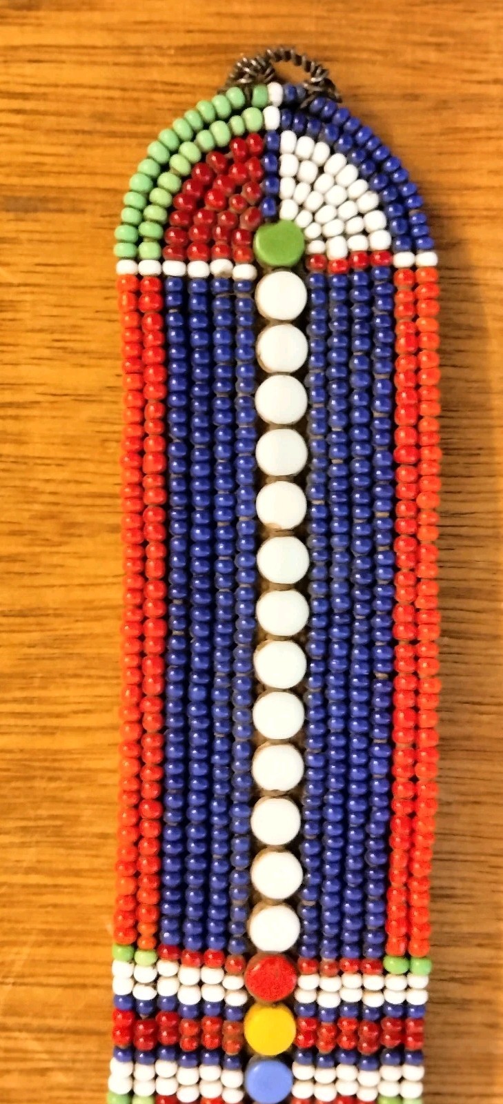 Antique African Maasai Beaded Leather Strap 8" Petina & Handbeading - Decorative