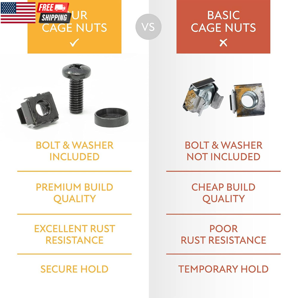 10-32 Rack Screws 115-Pack - Versatile Server Rack Accessories for Network Cabin