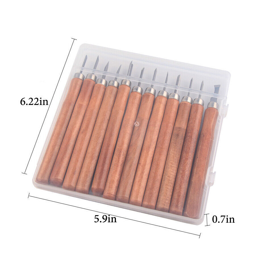 12Pcs Professional Wood Carving Hand Chisel Tool Set Woodworking Gouges Steel