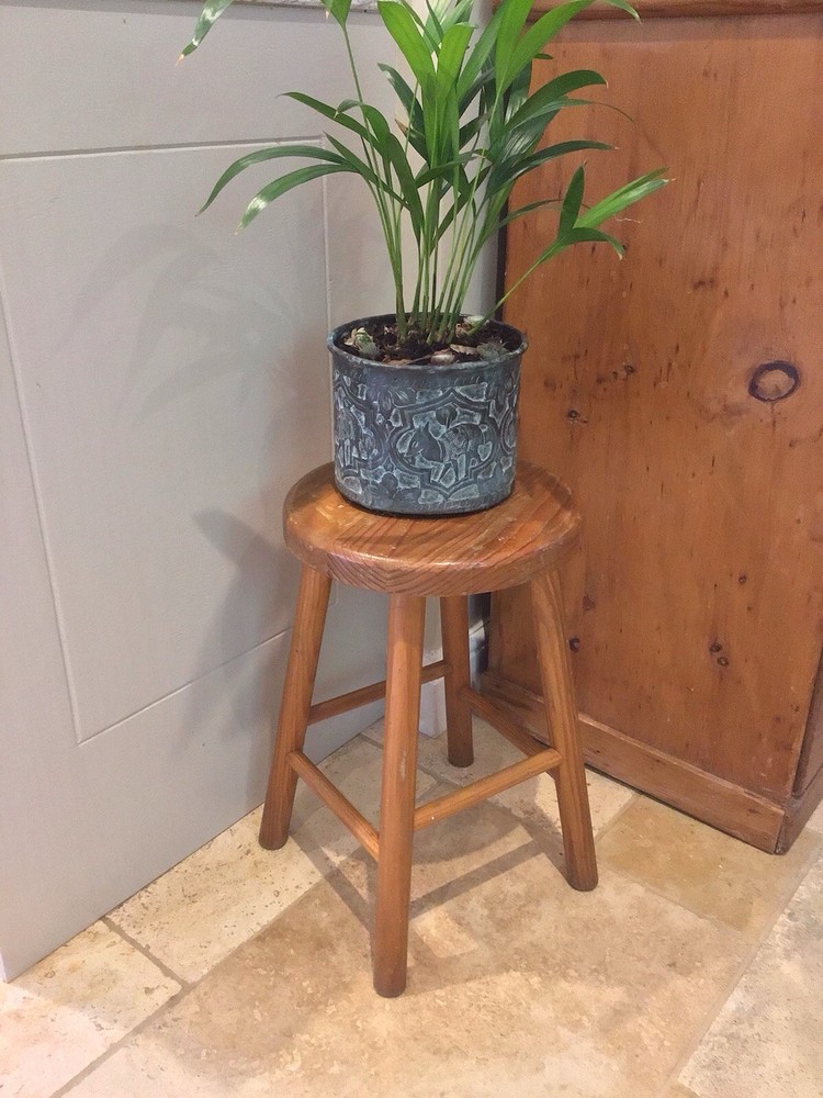 Vintage Pine Button Round Stool