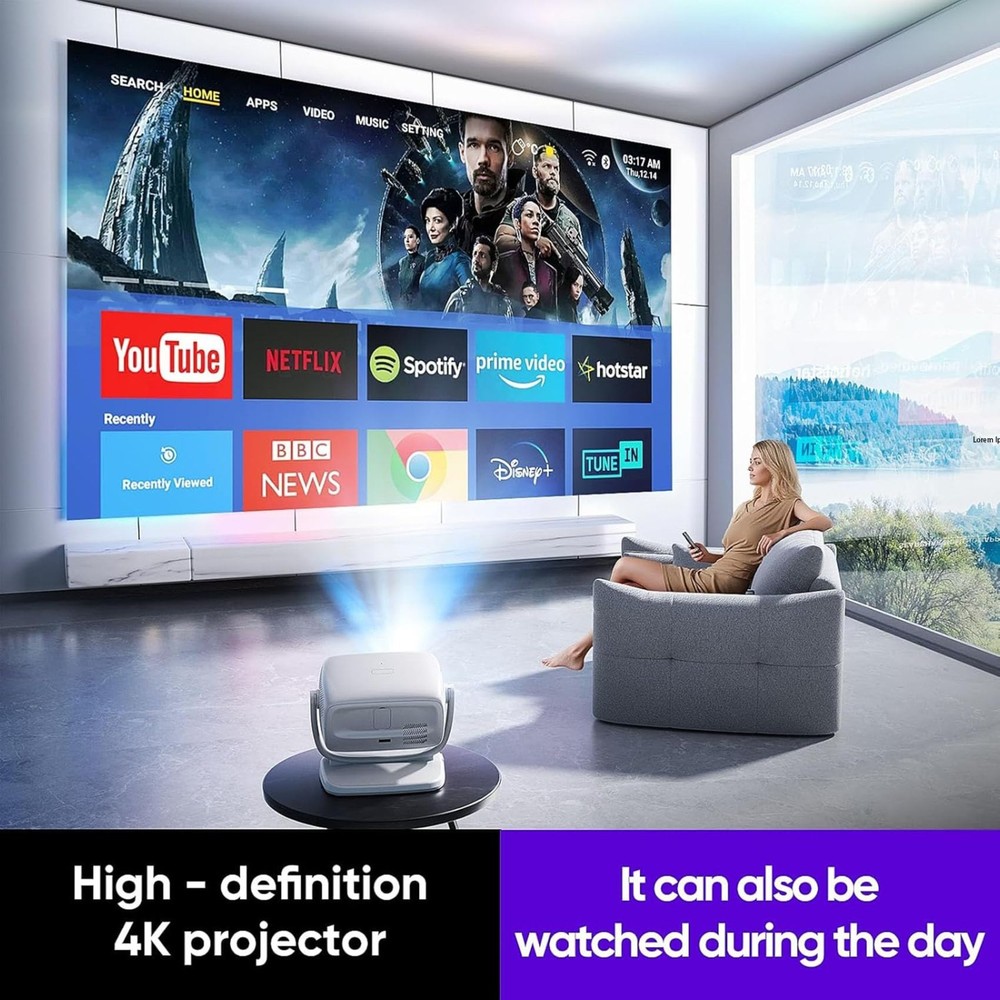 Projector Auto Focus Projector Projector with Wifi and Bluetooth Portable Projec