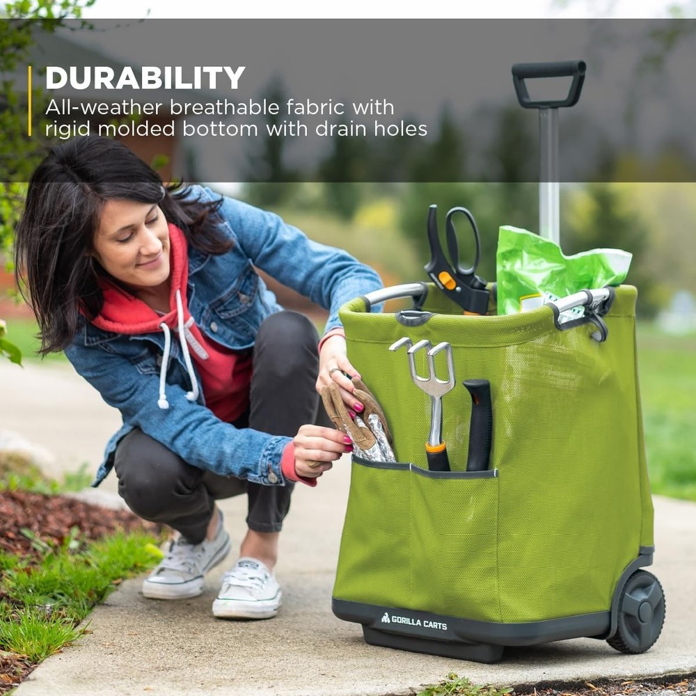 Gorilla Carts GCSS-11G-COM Foldable Soft-Sided Garden Cart, Green