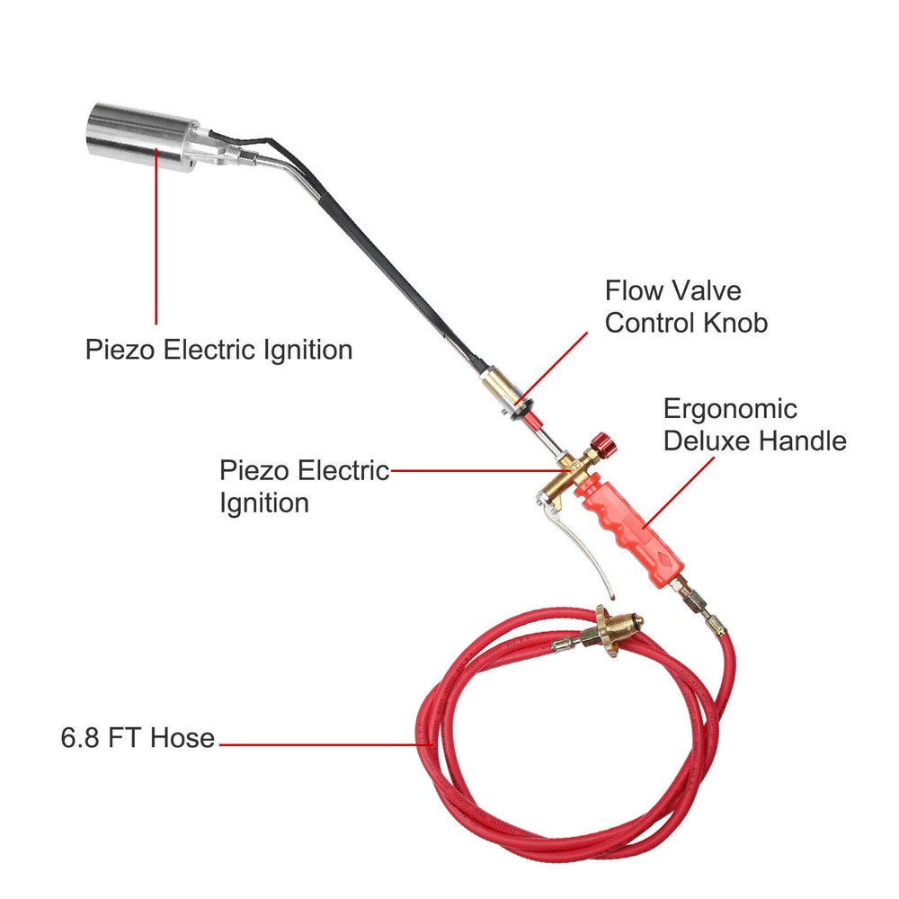 Portable Propane Weed Torch with 79" Hose Burner Ice Melter Push Button Igniter