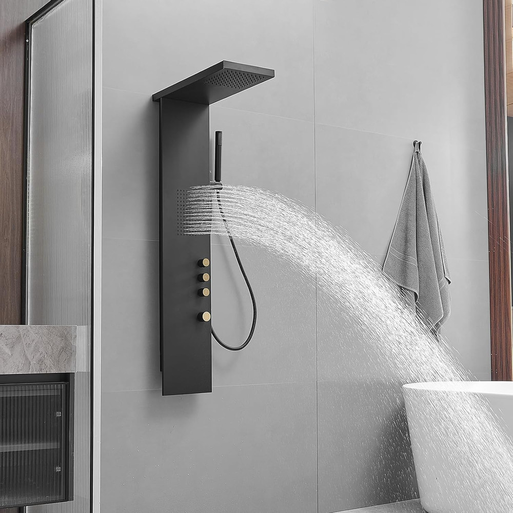 3 in 1 Shower Panel Tower System Stainless Steel Shower Panel Rainfall Shower He