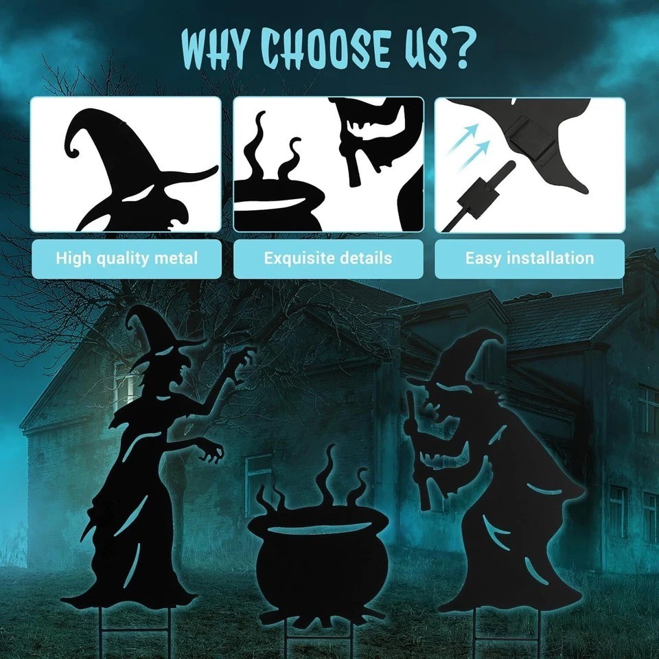 Halloween Witch Yard Decorations Silhouette Black