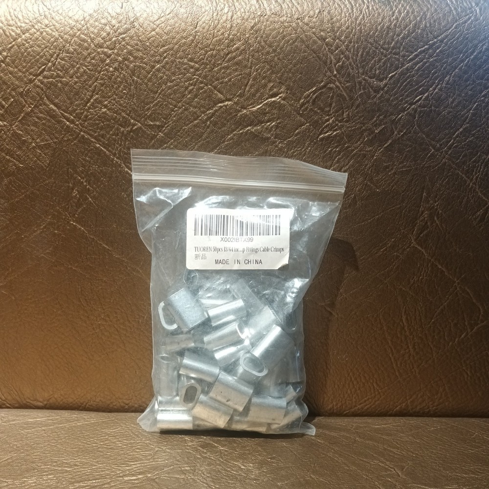 13/6" Aluminum Crimping Loop Wire Rope Sleeves Single Barrel Ferrule 50 Pc