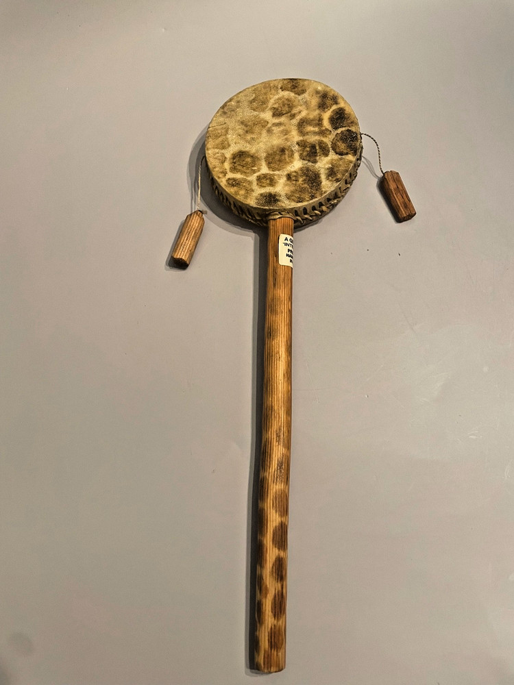 Vintage Hand Spin Monkey Drum Double Sided Tic Toc Instrument Giraffe Kenya