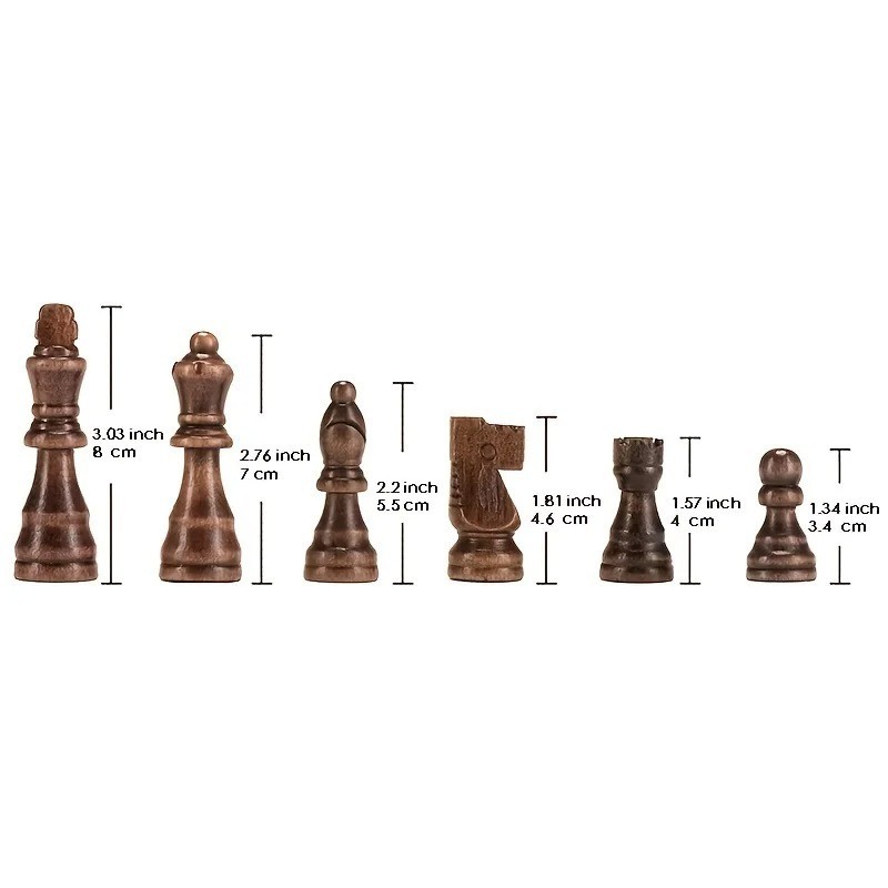 32PCS Wooden Chess Pieces Staunton Tournament Set 8cm King No Board