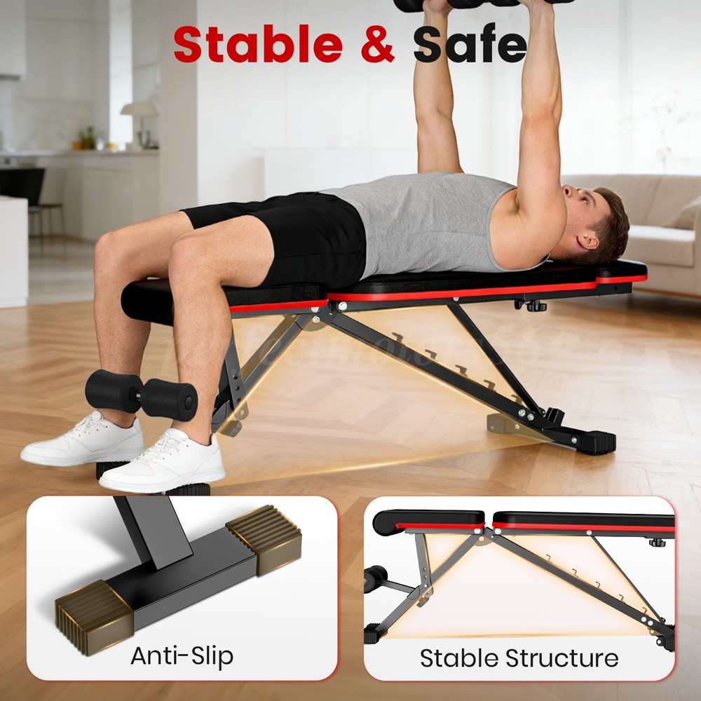700LBS Adjustable Foldable Weight Bench Home Gym Strength Training Workout Bench