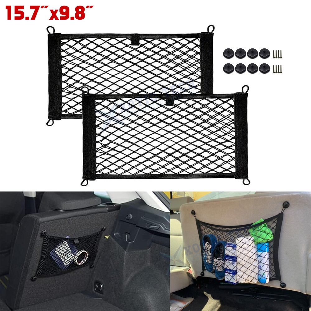 2pcs Small Cargo Net Elastic Pocket Storage Mesh Net Universal For Car SUV Vans