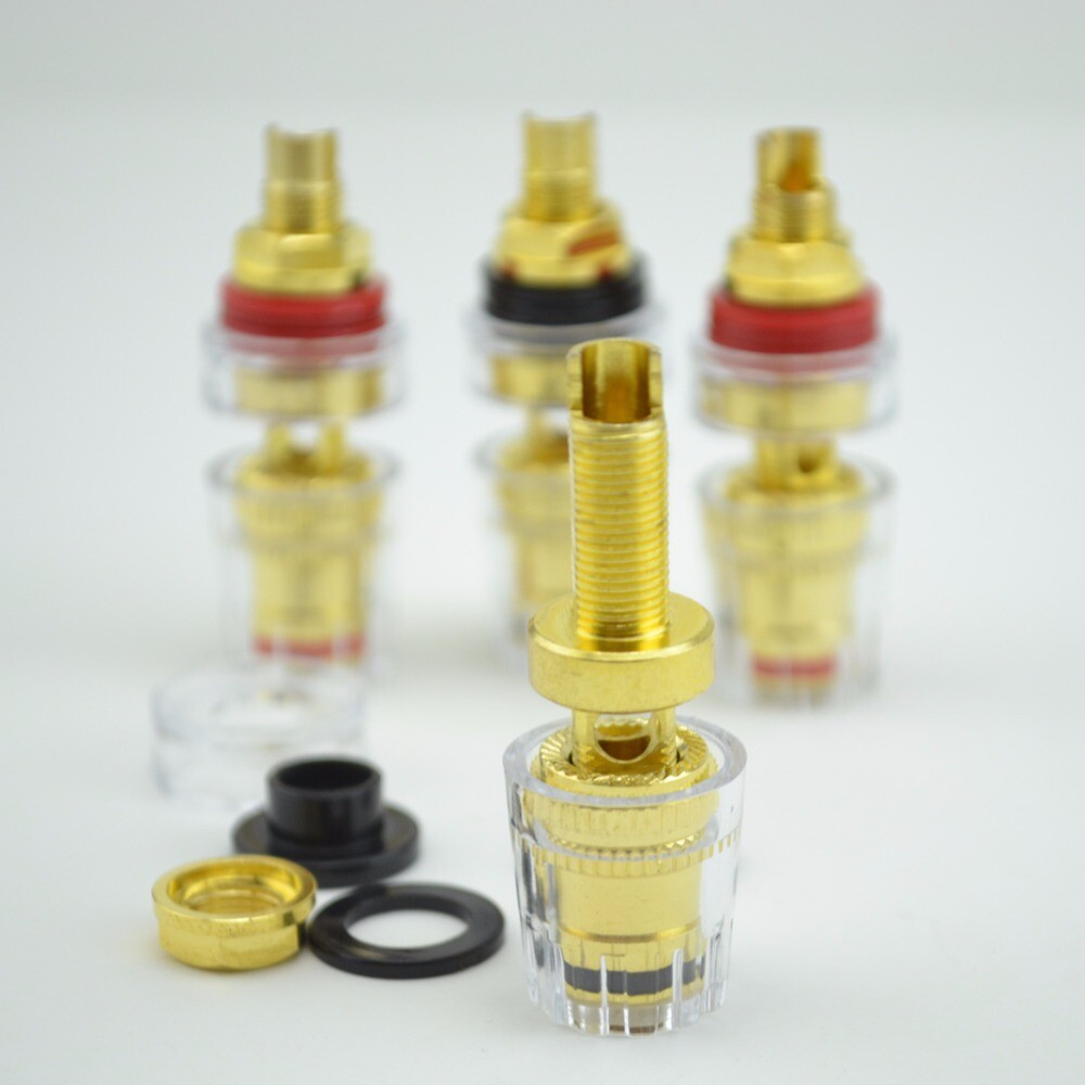 4PCS Audio Speaker Binding Post Short Thread Terminal Banana Plug Gold Plated
