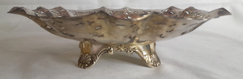 Vintage Haddon Pedestal Silverplate EP Electro Plate Copper Trinket Candy Dish