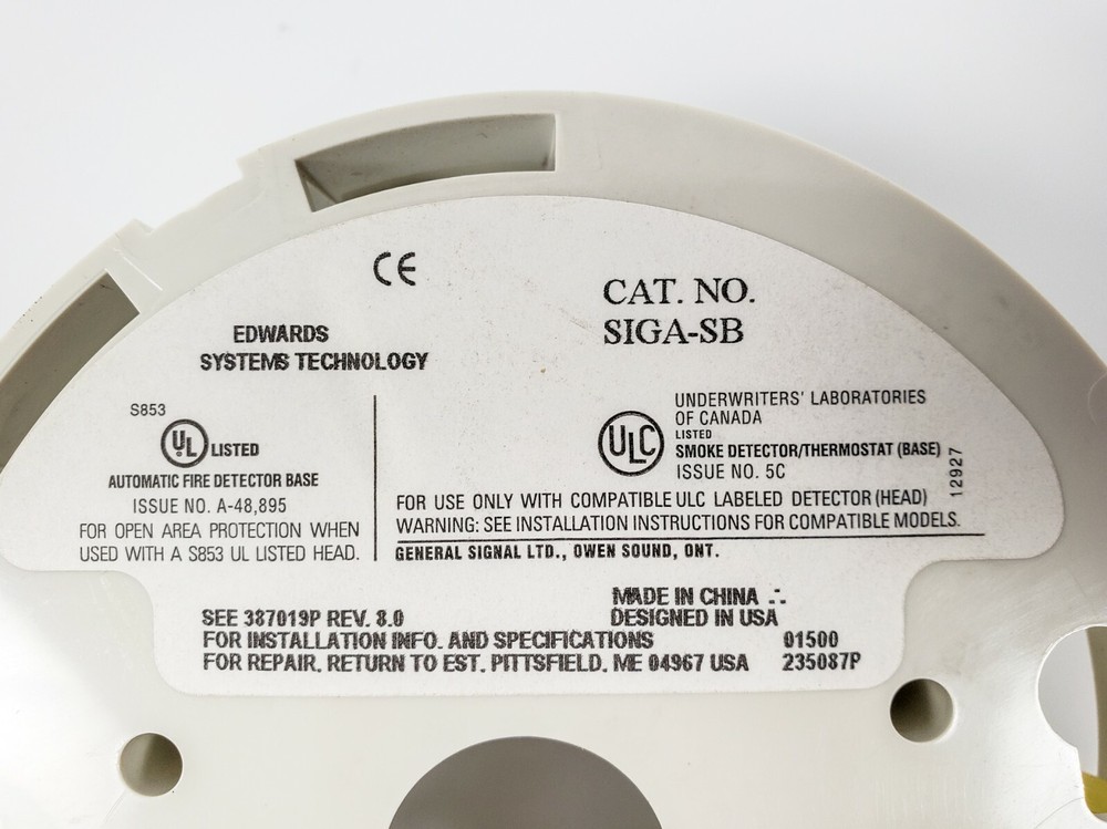 Edwards Systems SIGA-SB Automatic Fire Detector Base - NEW