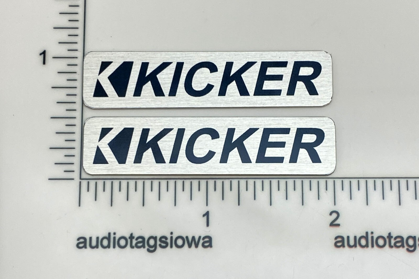 Kicker Speaker Badge 2" Silver Pair Logo Emblem Custom Made Aluminum