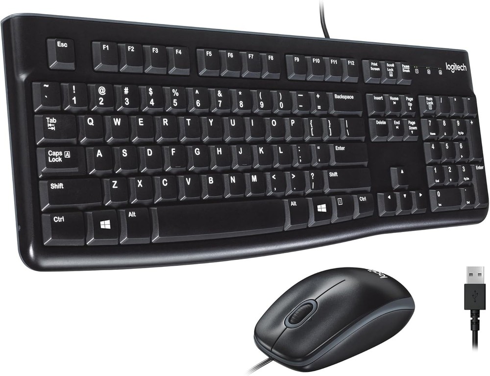 Logitech MK120 Full-size USB Wired Membrane Keyboard and Mouse Bundle For PC Mac