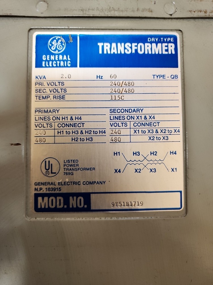 GE 2KVA TRANSFORMER 9T51B1719