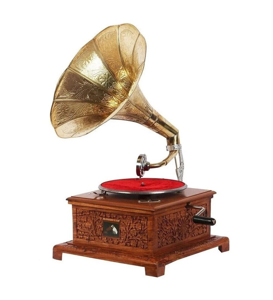 Wooden Gramophone Player Fully Functional Working Gramophone Record Player