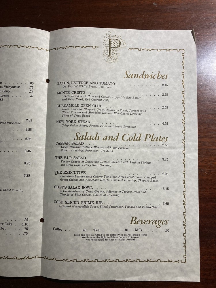 The Pavilion Luncheon Buffet Table Fred Harvey Vintage Menu