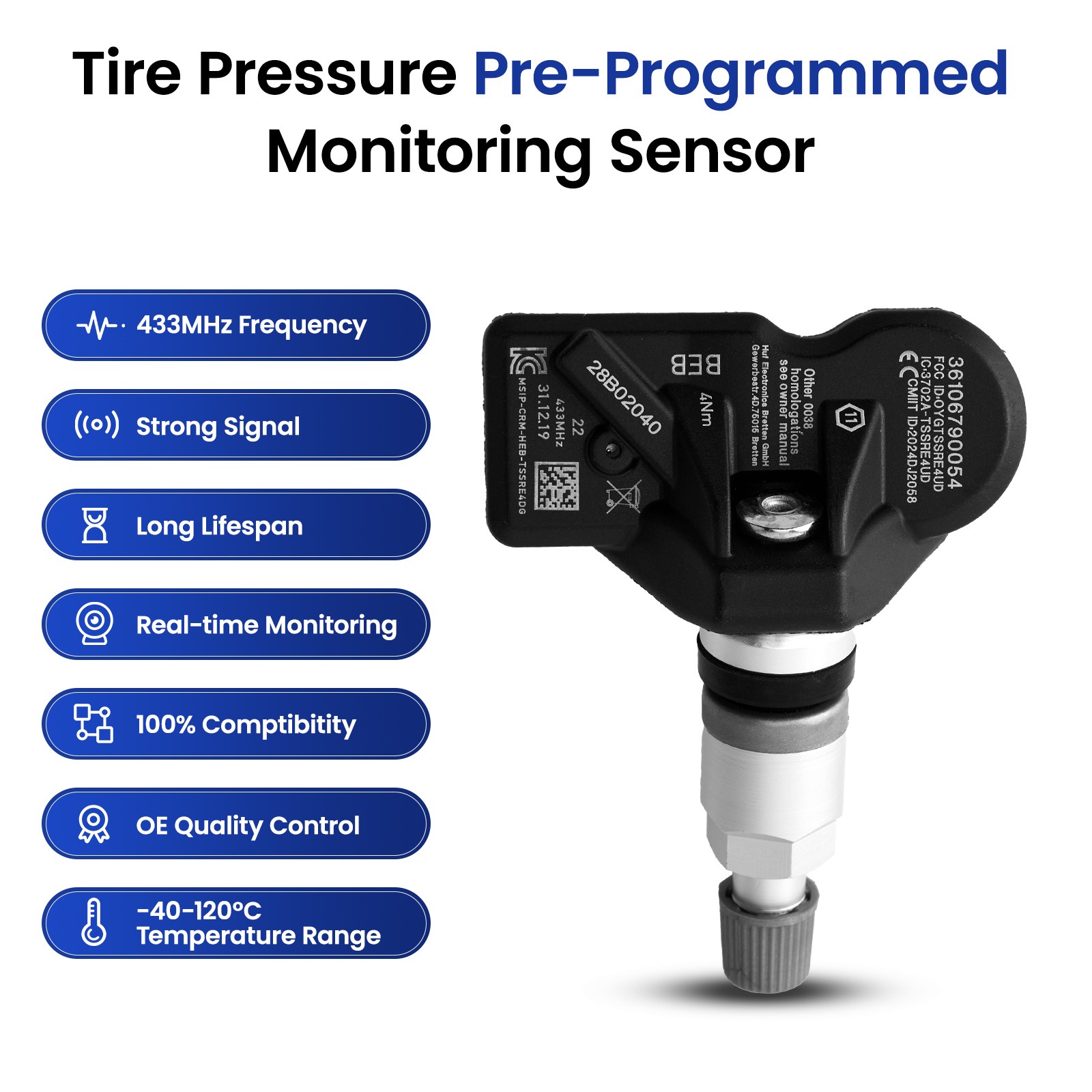 4PCS TPMS Tire Pressure Sensor For BMW Mini 36106790054 36106790054