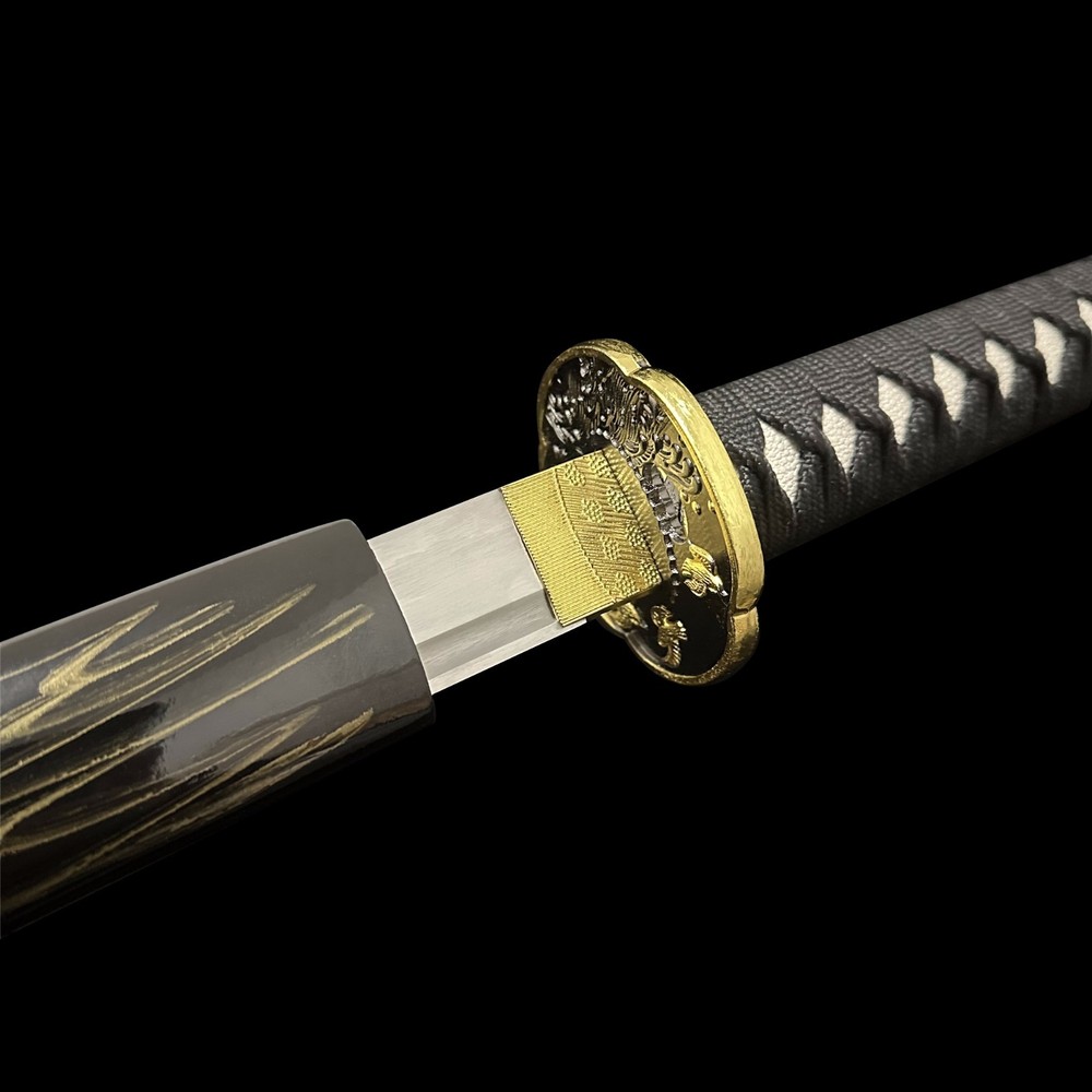 Black and Gold Samurai Katana Sword Unsharpened