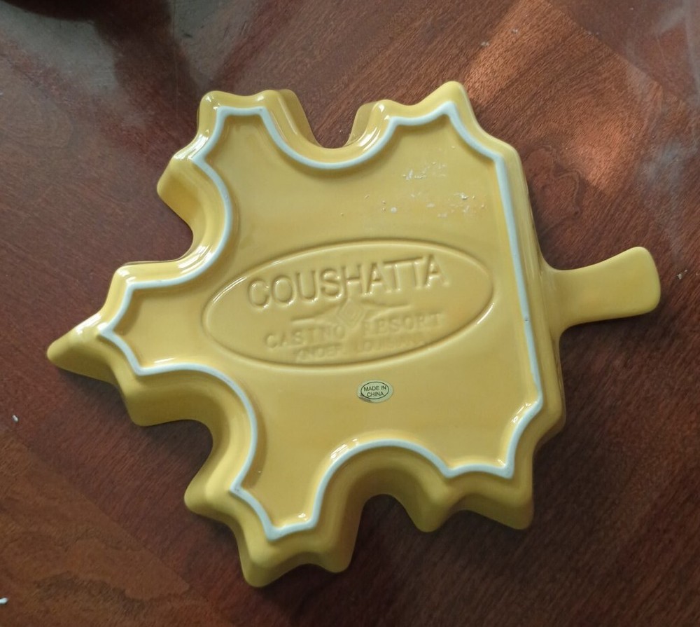 Yellow/ Gold Coushatta Ceramic Maple Leaf Baking Dish