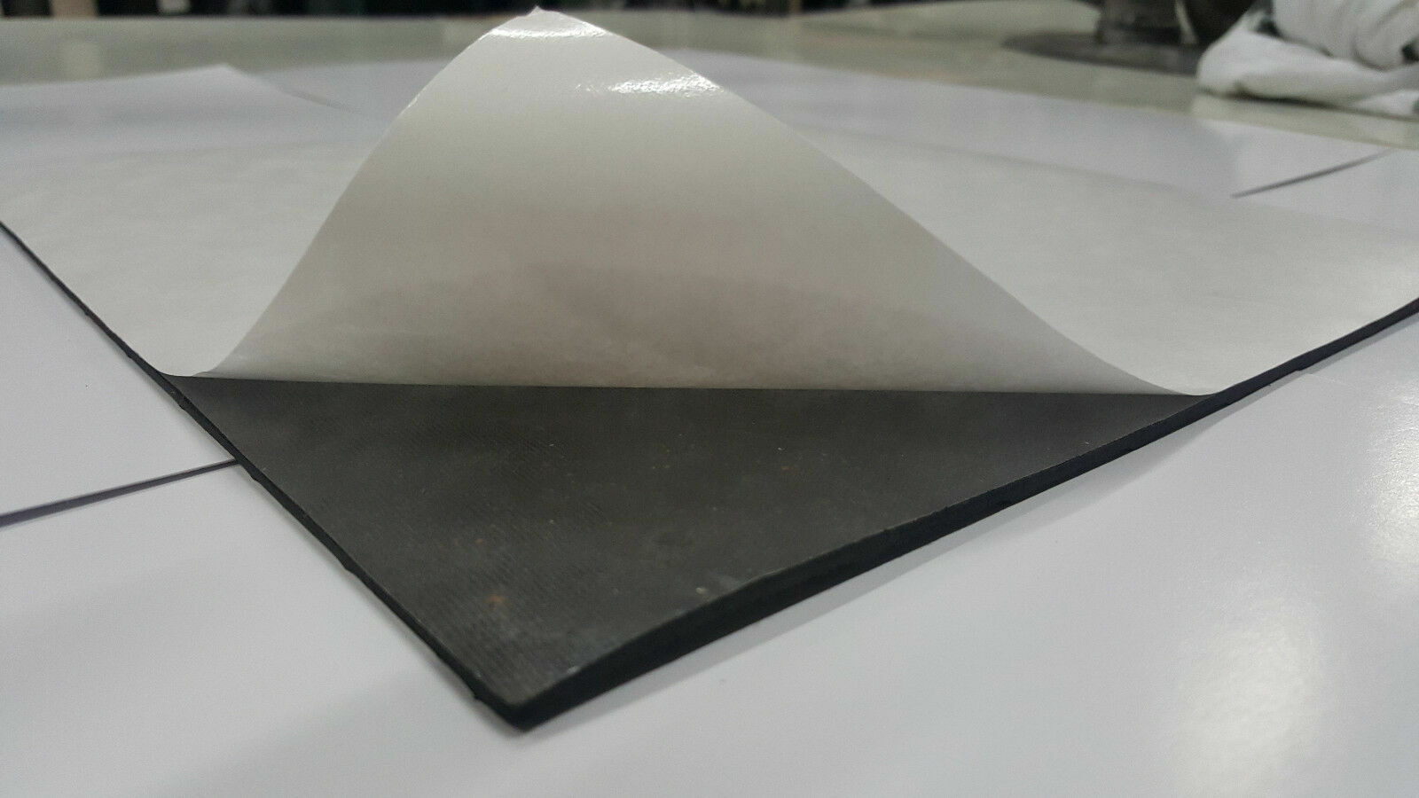 RIB RUBBER MATTING BLACK  PSA ADHESIVE  ONE SIDE  1/8 THK X 36"WIDE X 12" LONG