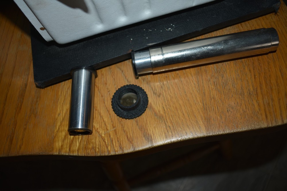 BIOSCOPE MANUFACTURING FOLDING MICROSCOPE MODEL 60A U.S.A. MADE TULSA OK.