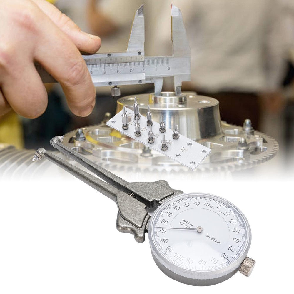 Internal Dial Caliper 30 62mm Replaceable Inside Gage Set With 8 Replacement
