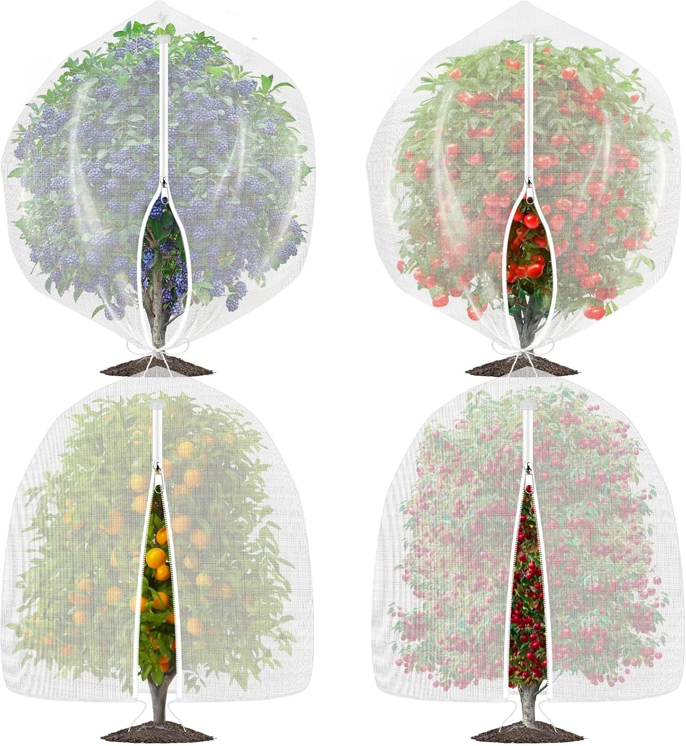 OZMI 4PCS Fruit Tree Blueberry Bush Netting Cover, 2.3X3.4 FT Bird Netting for G