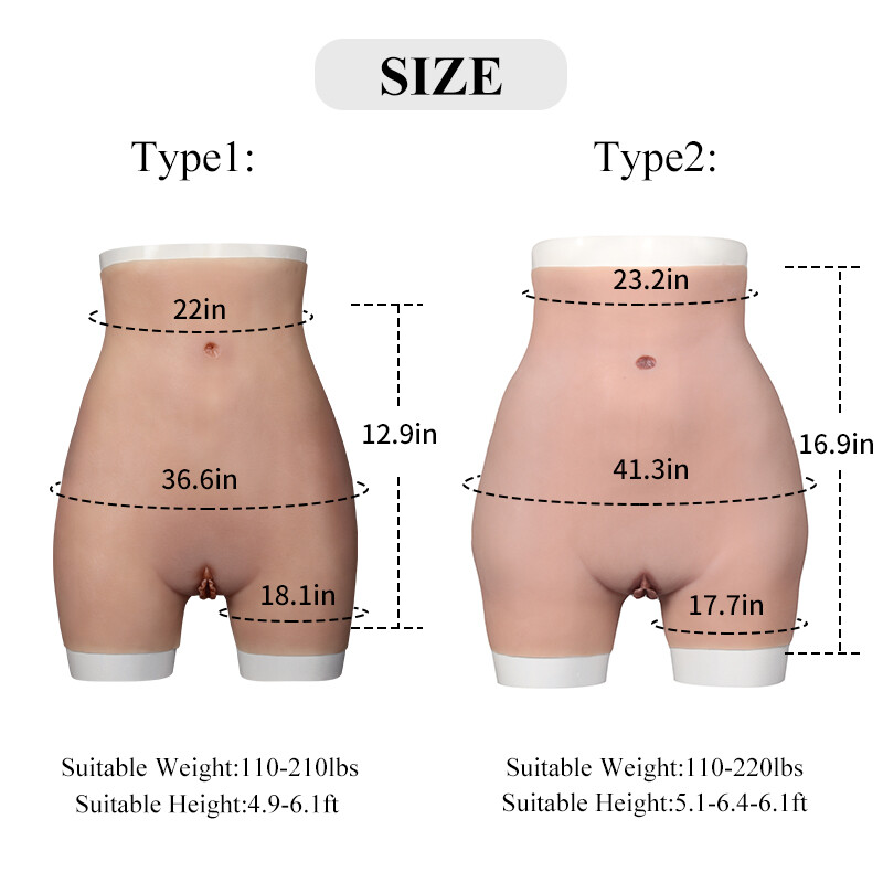 Crossdresser Silicone Panties Fake Vagina Pants Hip Enhancer Shaper Buttock Pads