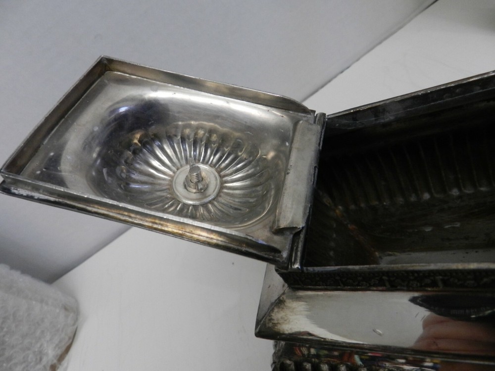 CC-bx SILVERPLATE ANTIQUE TEAPOT, SQUARED, MISSING HANDLE - DANIEL & ARTER