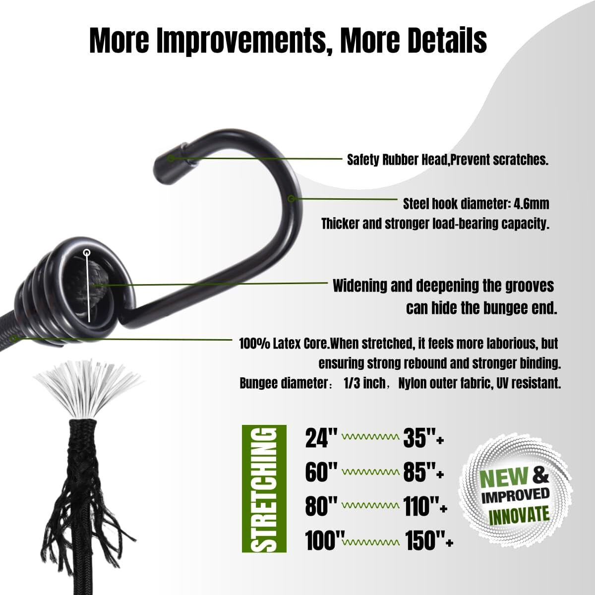 8mm HEAVY DUTY BLACK MARINE GRADE BUNGEE CORD Tarp Tie Down Strap 12-20-24-30-40