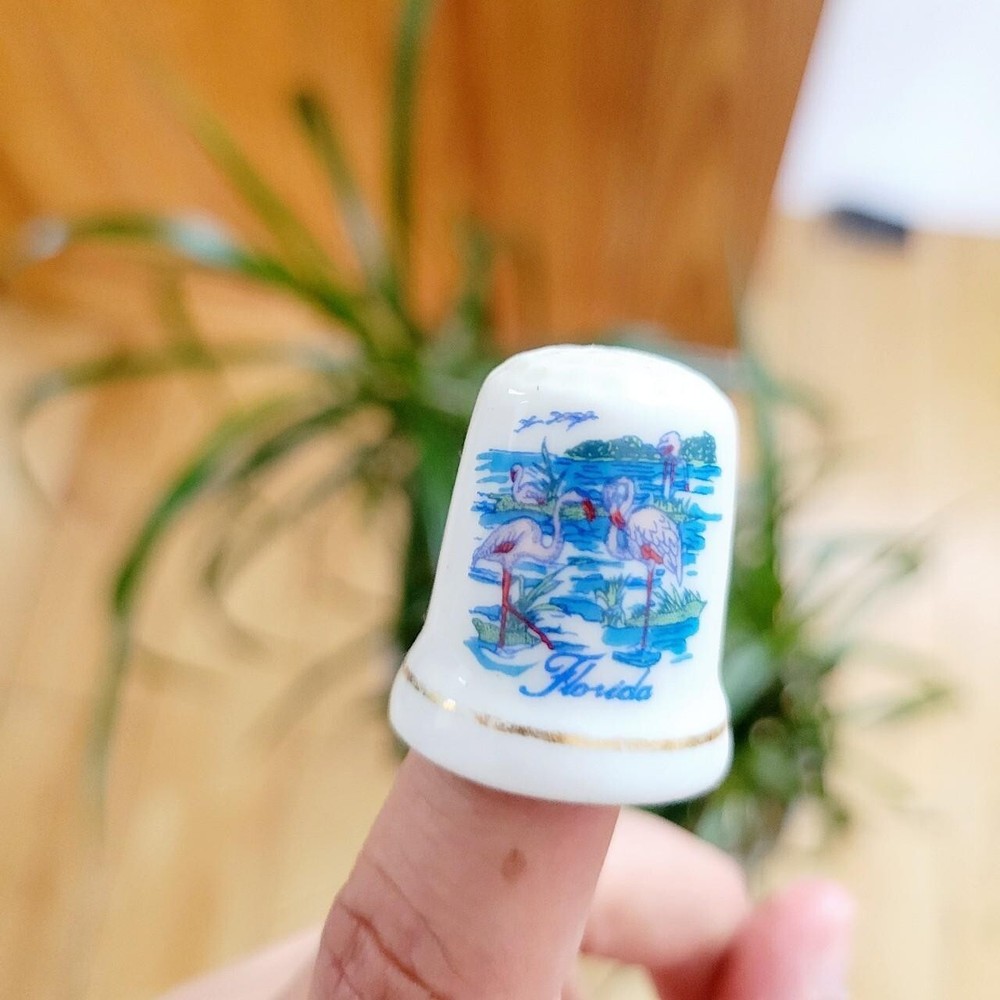 Vintage Florida Flamingos Thimble