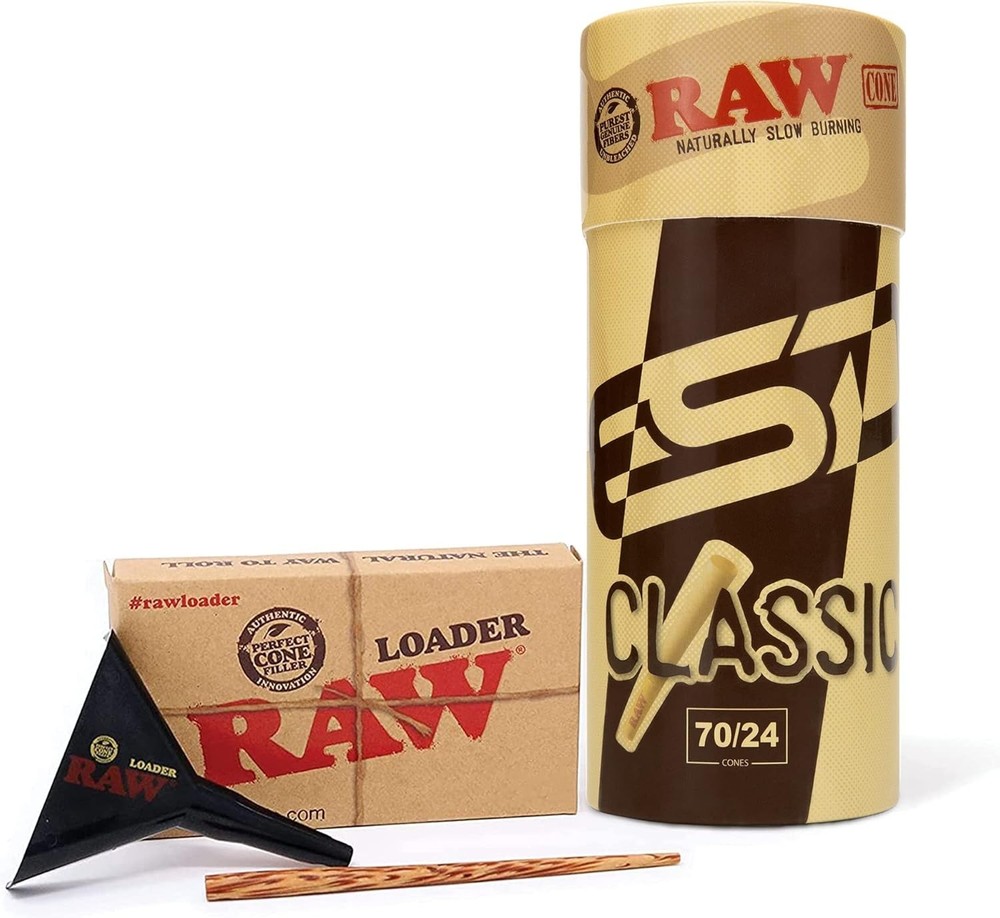 RAW Dogwalker Cones 70/24 Bundle | 50 Pack with 1 1/4 Cone Loader